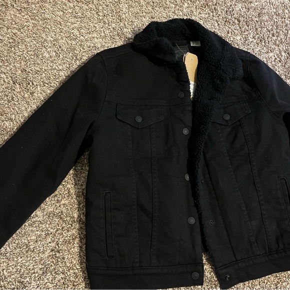 NWT Levi’s Sherpa Original Trucker Jean Jacket Black L - Picture 4 of 10